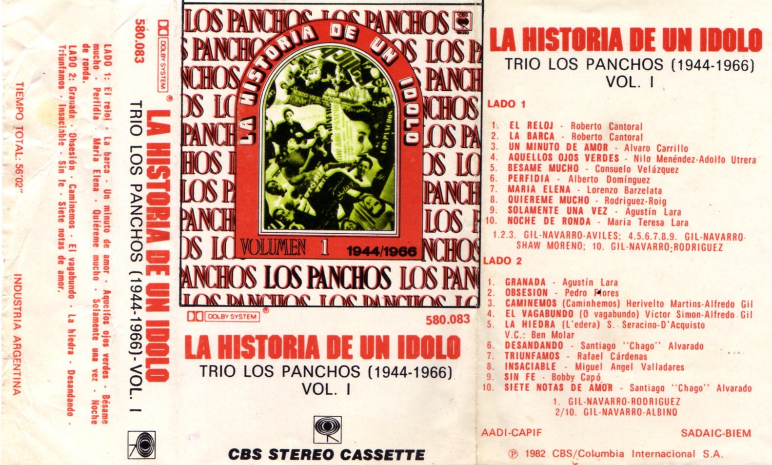 Colección Mis Queridos Cassettes Boleros Trio Los Panchos 1982